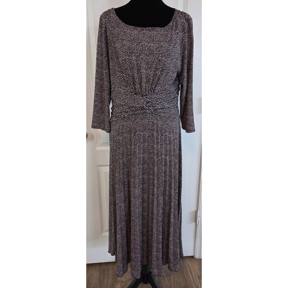 Coldwater Creek Black & White Polka Dot Maxi Dress w/ Twist Waist - Size 14